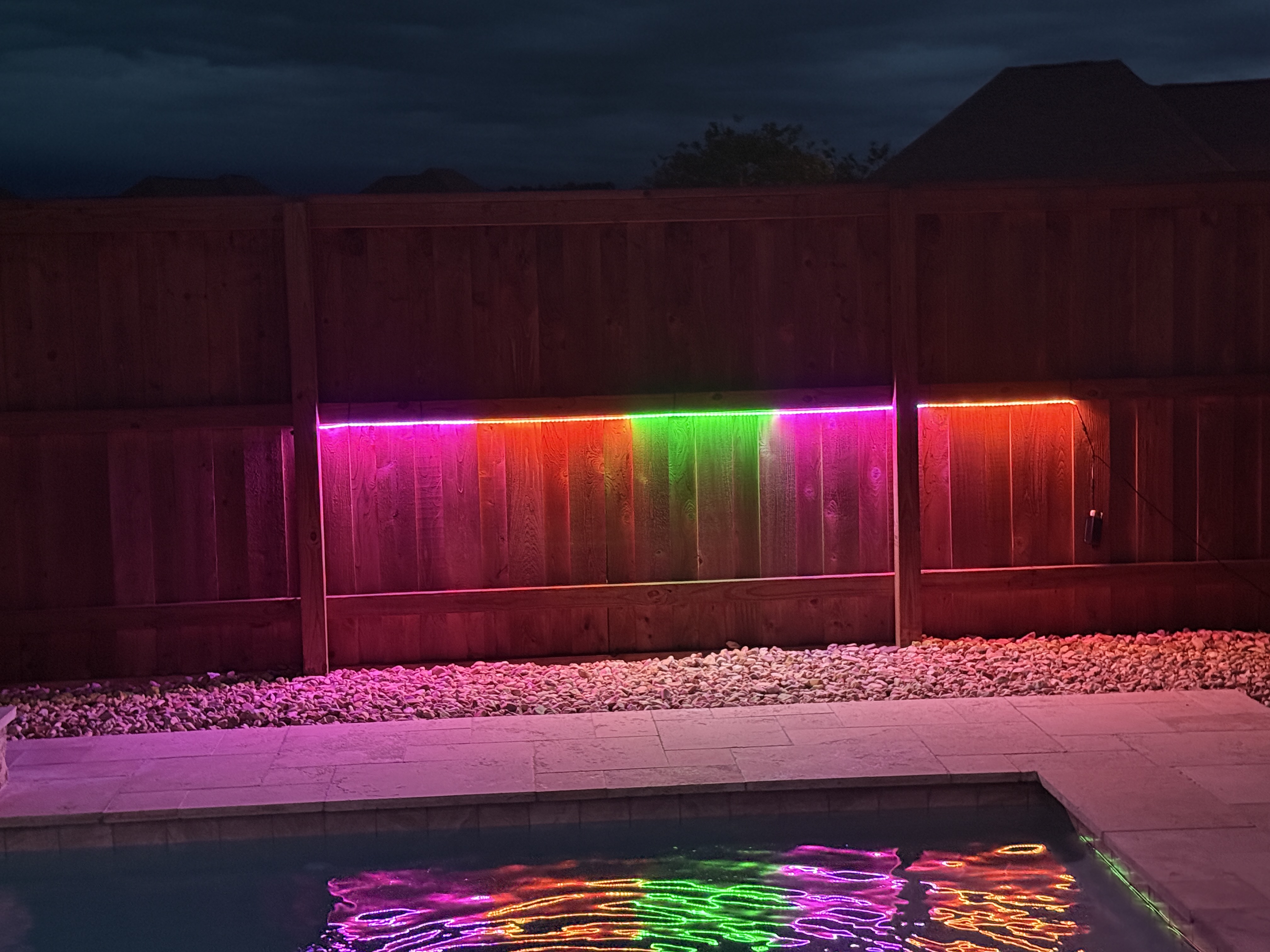 RGB Rainbow Fence Lighting — permanent exterior lighting in Backyard & pool
