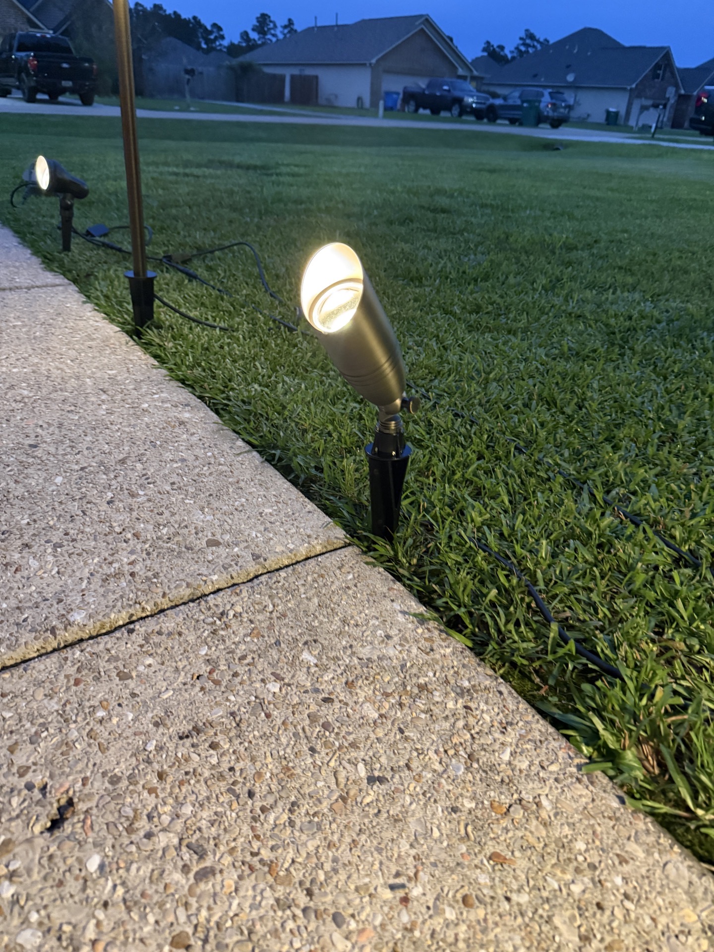 Brass Landscape Spotlight — permanent exterior lighting in Landscape lighting